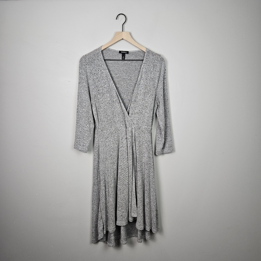 Torrid Gray Wrap Dress Sleeve Women 0